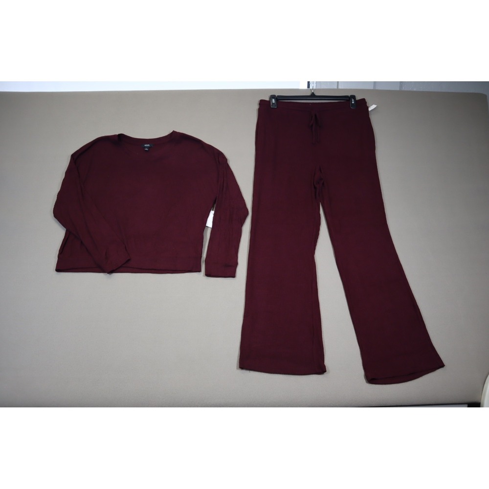 Alfani Womens Ribbed Wide Leg Pajama Set Size‎ L